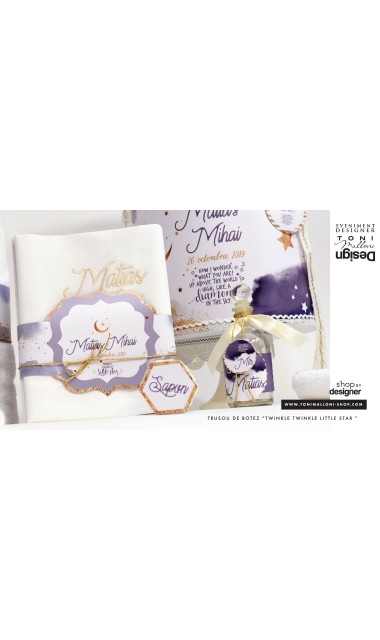 Trusou de botez pentru baieti cu praf de stele auriu, Twinkle Twinkle Little Star  25